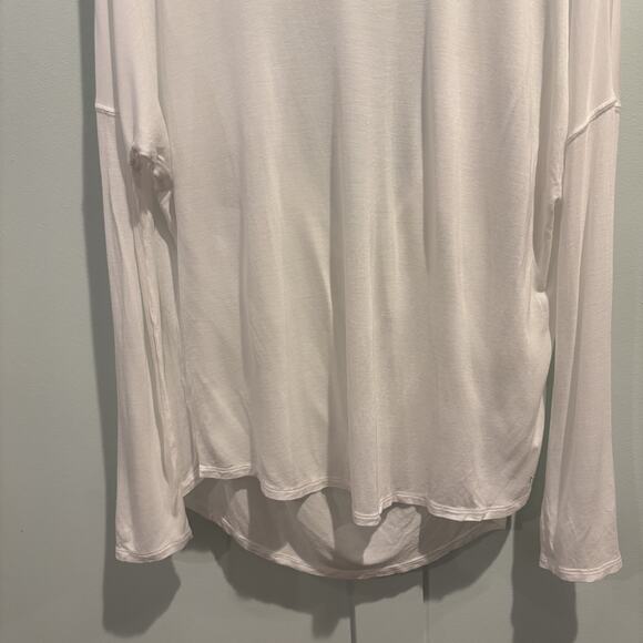 NUX Long Sleeve Shirt Women Sz Medium‎ White Bamboo Lightweight Draped Back Yoga - Picture 4 of 13